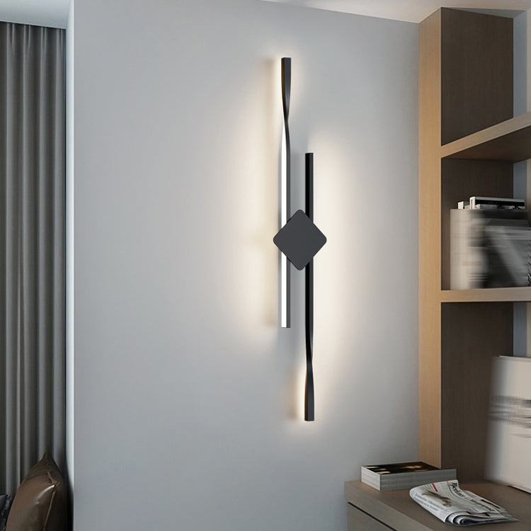 Linear Shape Metal Vanity Sconce Light Modern Style 2-Lights Vanity Mirror Lights in Black