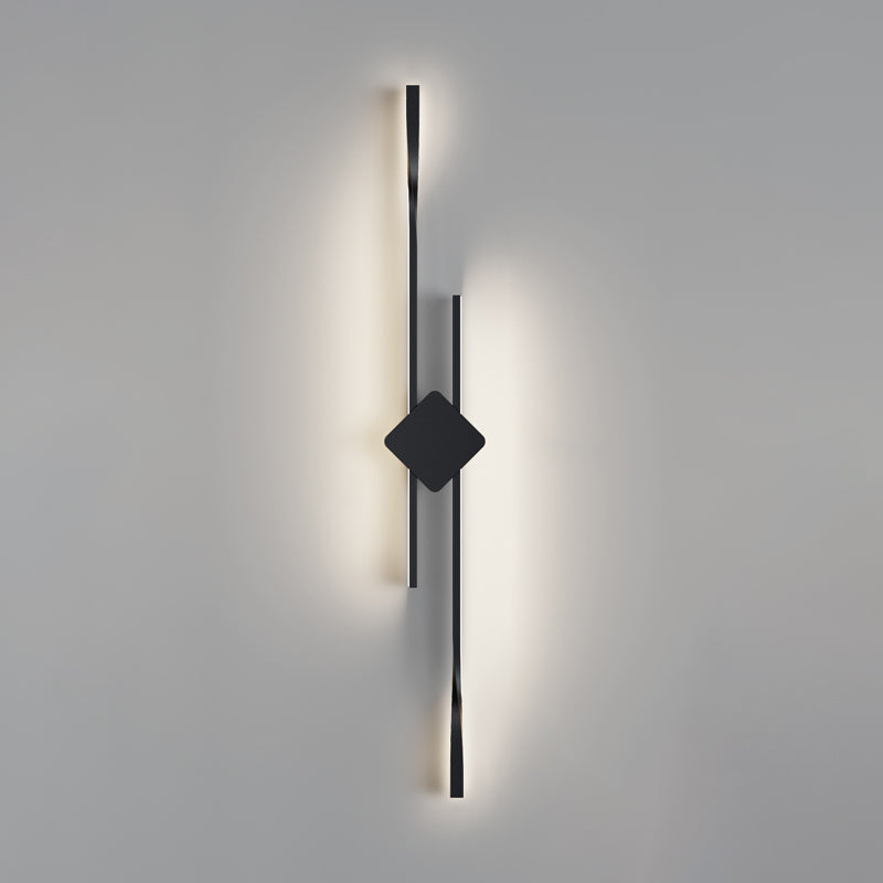 Linear Shape Metal Vanity Sconce Light Modern Style 2-Lights Vanity Mirror Lights in Black