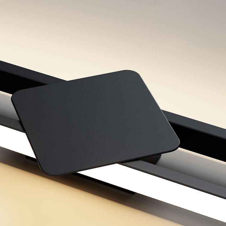 Linear Shape Metal Vanity Sconce Light Modern Style 2-Lights Vanity Mirror Lights in Black