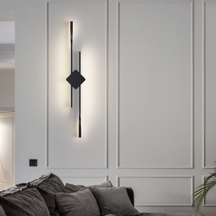 Linear Shape Metal Vanity Sconce Light Modern Style 2-Lights Vanity Mirror Lights in Black