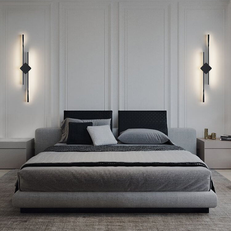 Linear Shape Metal Vanity Sconce Light Modern Style 2-Lights Vanity Mirror Lights in Black