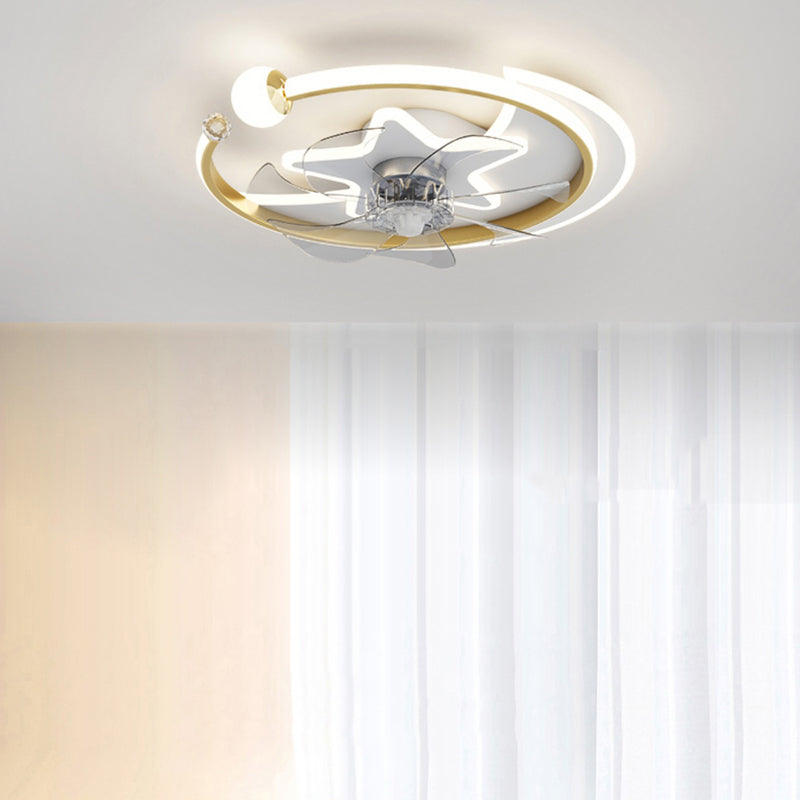 Modern Interior LED Ceiling Fan in 3 - Colors Metal and Acrylic Fan Lighting Fixture