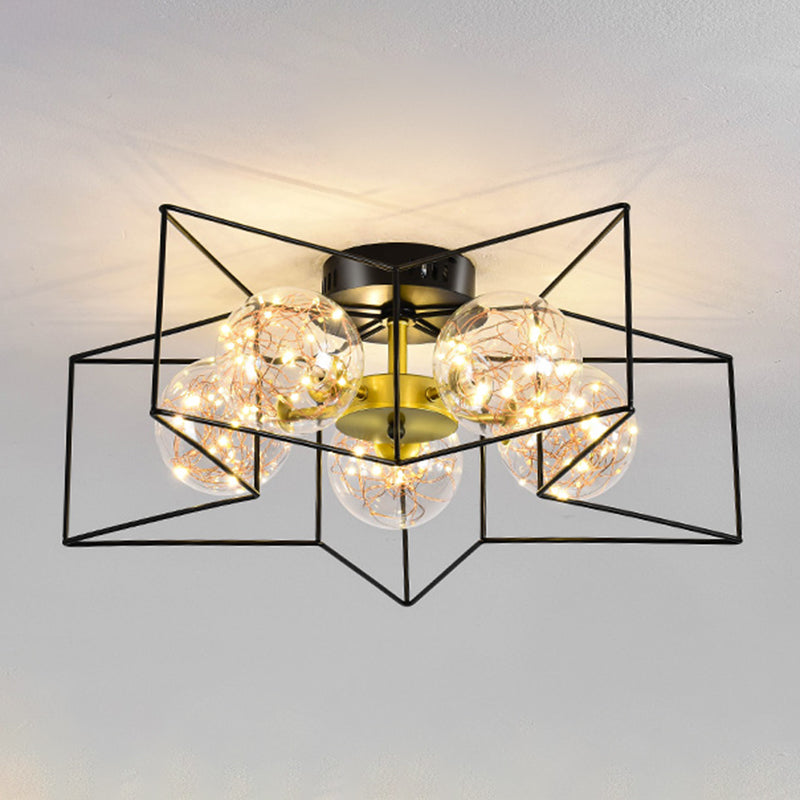 Modern Simple Iron Ceiling Light Geometry Shape Ceiling Lamp for Bedroom