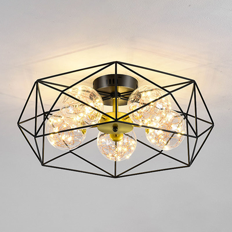 Modern Simple Iron Ceiling Light Geometry Shape Ceiling Lamp for Bedroom