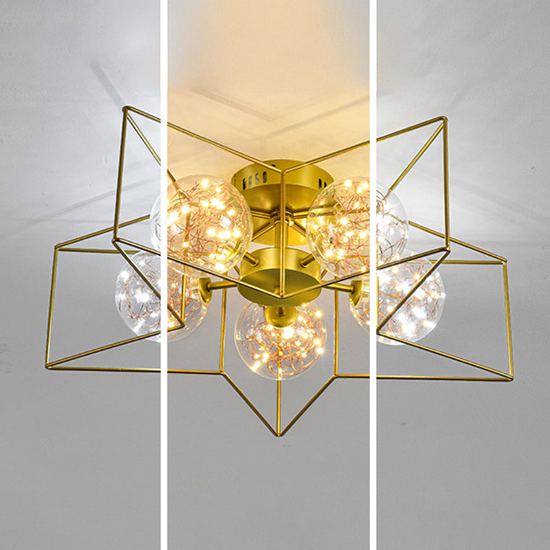 Modern Simple Iron Ceiling Light Geometry Shape Ceiling Lamp for Bedroom