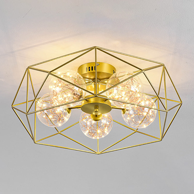 Modern Simple Iron Ceiling Light Geometry Shape Ceiling Lamp for Bedroom
