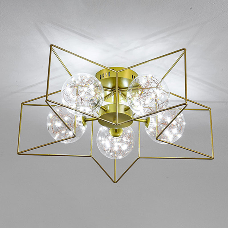 Modern Simple Iron Ceiling Light Geometry Shape Ceiling Lamp for Bedroom