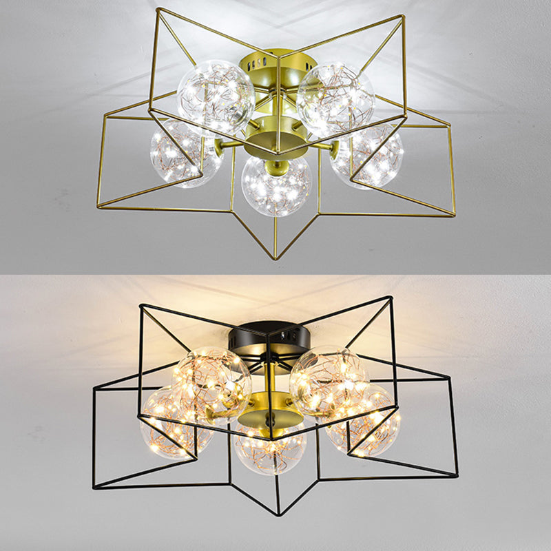 Modern Simple Iron Ceiling Light Geometry Shape Ceiling Lamp for Bedroom