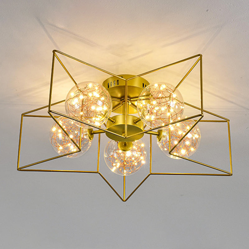 Modern Simple Iron Ceiling Light Geometry Shape Ceiling Lamp for Bedroom