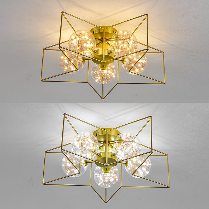 Modern Simple Iron Ceiling Light Geometry Shape Ceiling Lamp for Bedroom
