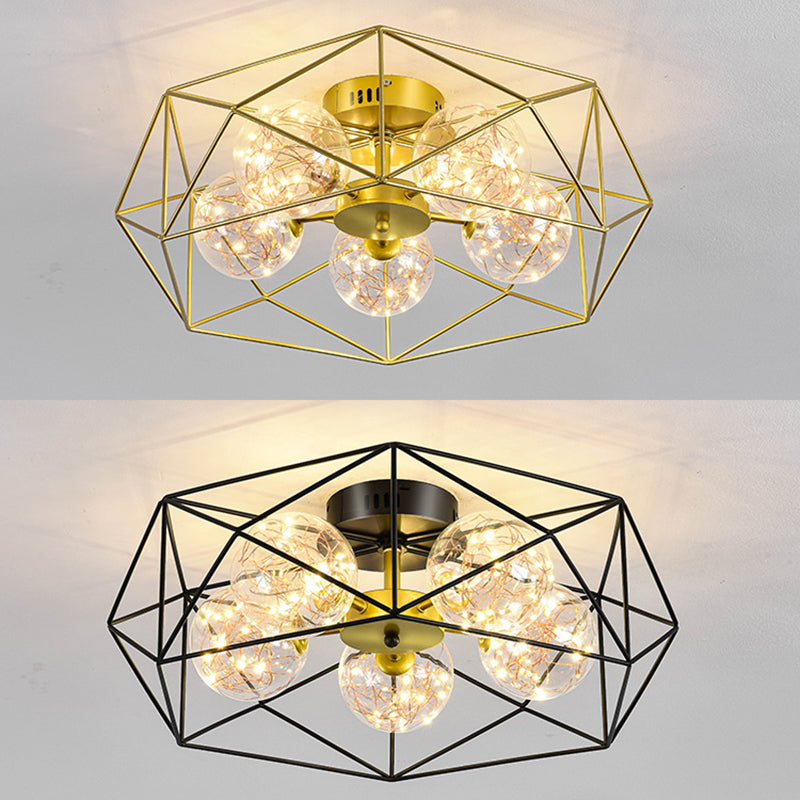 Modern Simple Iron Ceiling Light Geometry Shape Ceiling Lamp for Bedroom