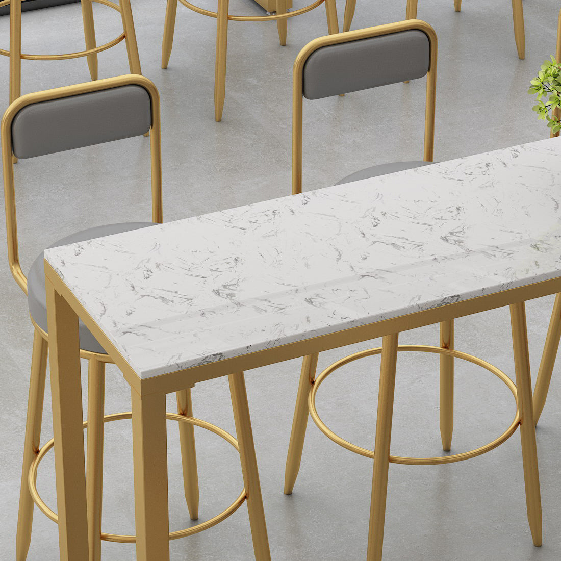 Faux Marble Bar Stool and Table Set 1/4 Pieces Counter Height Set