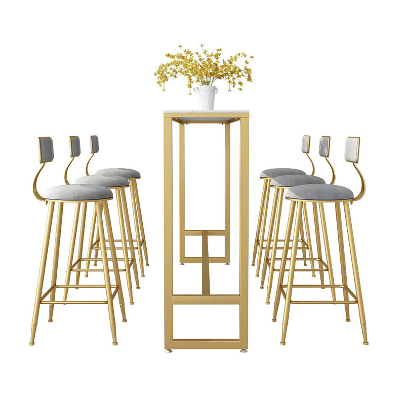 Faux Marble Pub Table Set Modern 1/7 Pieces Bar Stool and Table Set