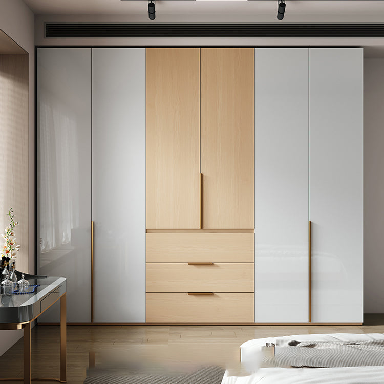 Engineered Wood Wardrobe Closet with Drawer Modern Wardrobe Cabinet