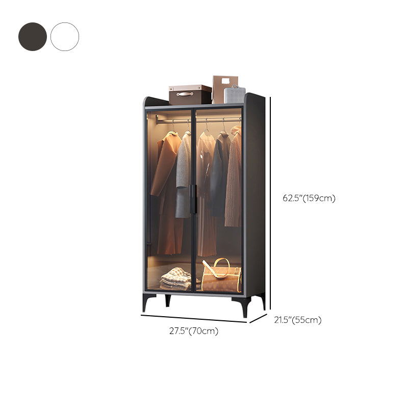 Hinged Wardrobe Armoire with Legs Wood and Glass Wardrobe Cabinet