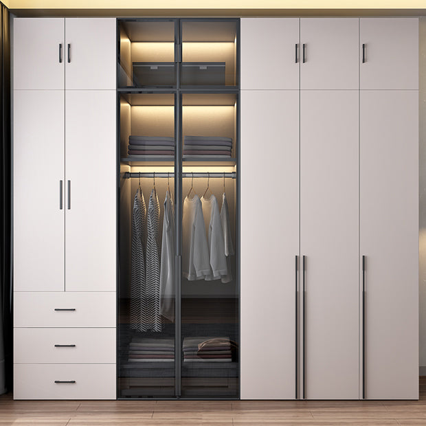 Hinged Wardrobe Closet with Drawer Contemporary Storage Cabinet