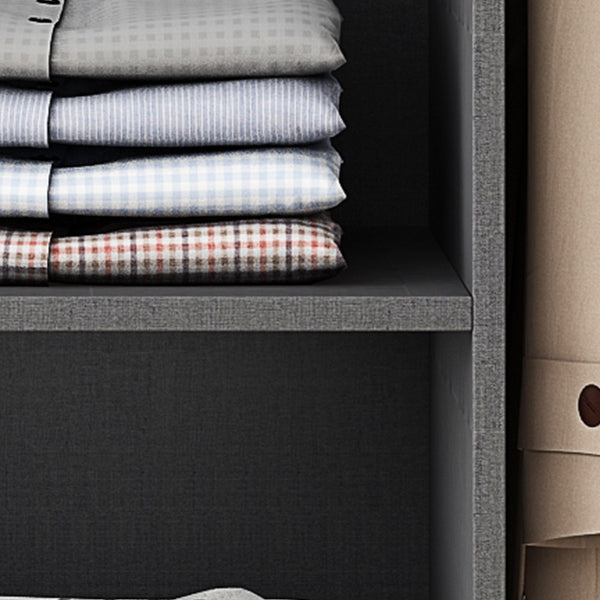 Glass and Wood Wardrobe Cabinet with Drawer Grey Wardrobe Closet