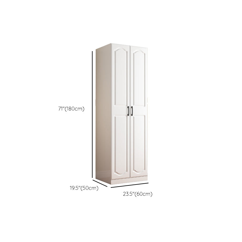 White Hinged Wardrobe Armoire with Garment Rod Modern Wardrobe Closet