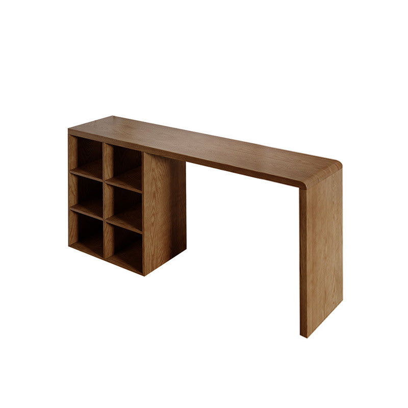 Modern Style Bar Table Pine Solid Wood Double pedestal Bar Dining Table with Storage