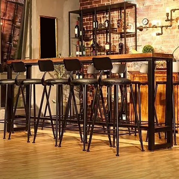 Industrial Rectangle Bistro Bar Desk Pine Solid Wood Bistro Table with Footrest