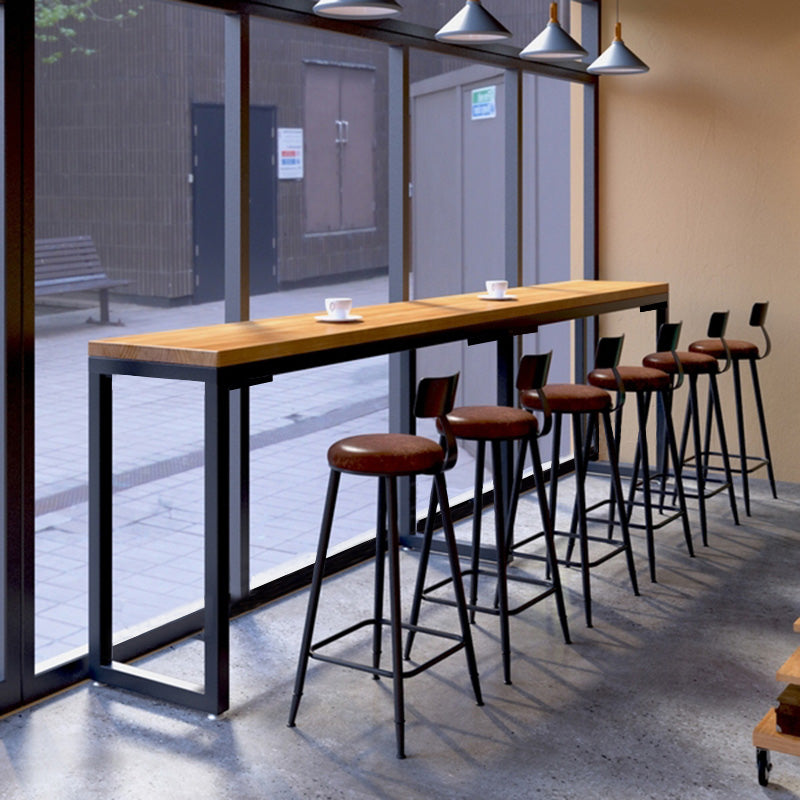 Industrial Rectangle Bar Height Table Solid Wood Bistro Bar Desk for Indoor