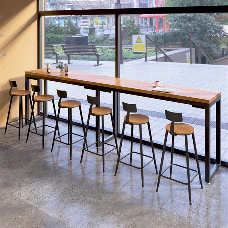 Industrial Rectangle Bar Height Table Solid Wood Bistro Bar Desk for Indoor