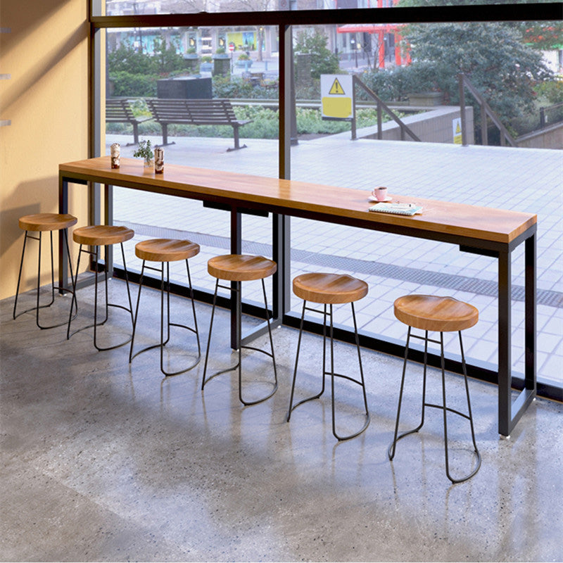 Industrial Rectangle Bar Height Table Solid Wood Bistro Bar Desk for Indoor