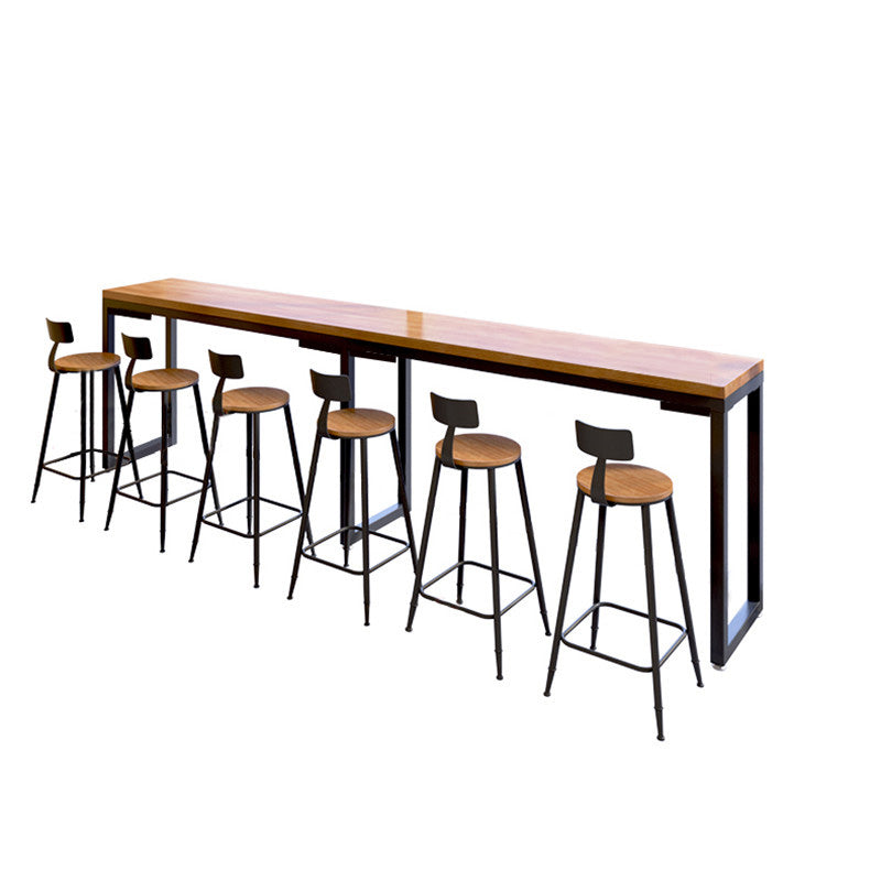 Industrial Rectangle Bar Height Table Solid Wood Bistro Bar Desk for Indoor