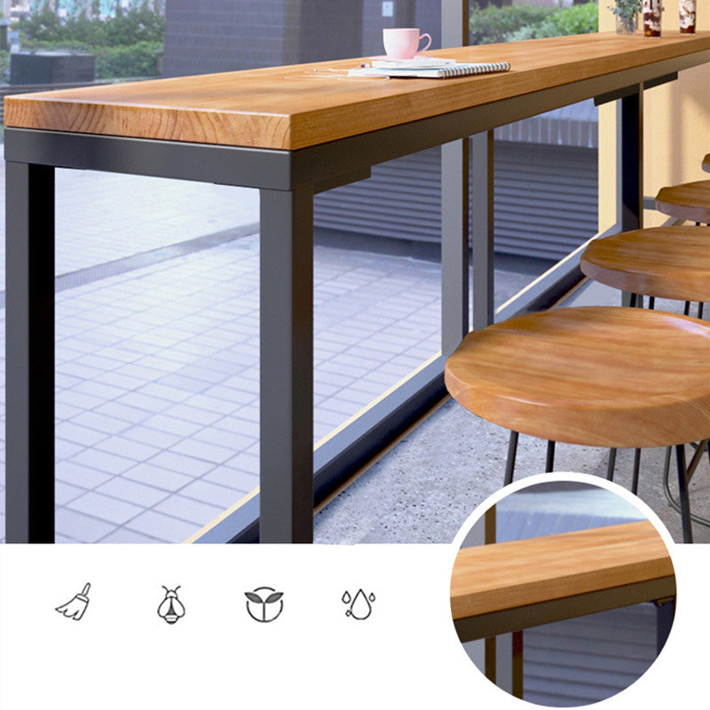 Industrial Rectangle Bar Height Table Solid Wood Bistro Bar Desk for Indoor