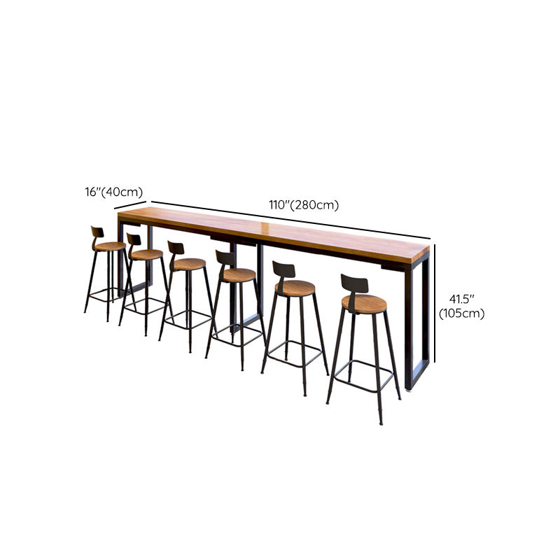 Industrial Rectangle Bar Height Table Solid Wood Bistro Bar Desk for Indoor
