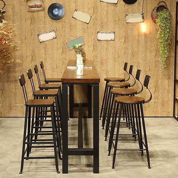 Wood Top Bar Table Modern Metal Base Dining Table for Coffee Room