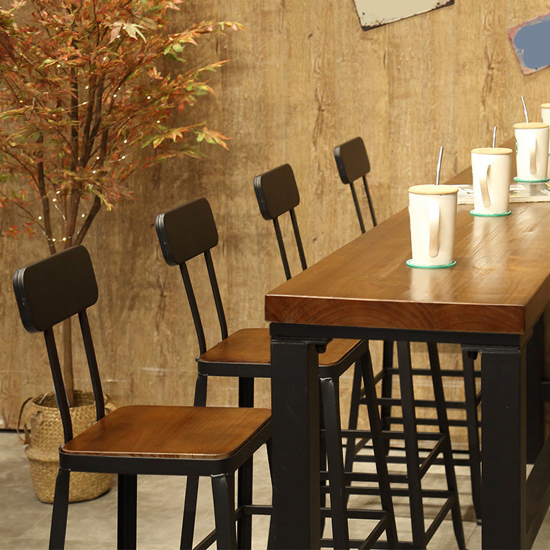 Wood Top Bar Table Modern Metal Base Dining Table for Coffee Room