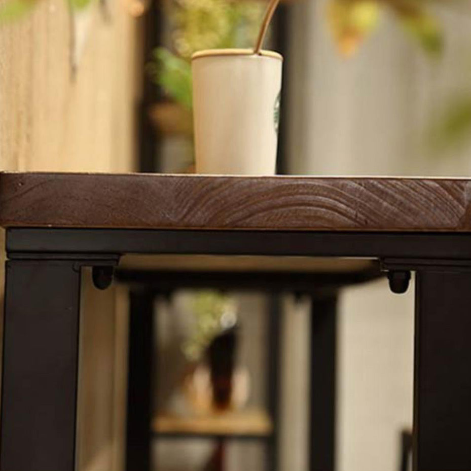 Wood Top Bar Table Modern Metal Base Dining Table for Coffee Room