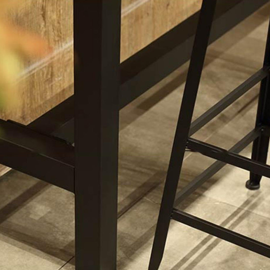 Wood Top Bar Table Modern Metal Base Dining Table for Coffee Room
