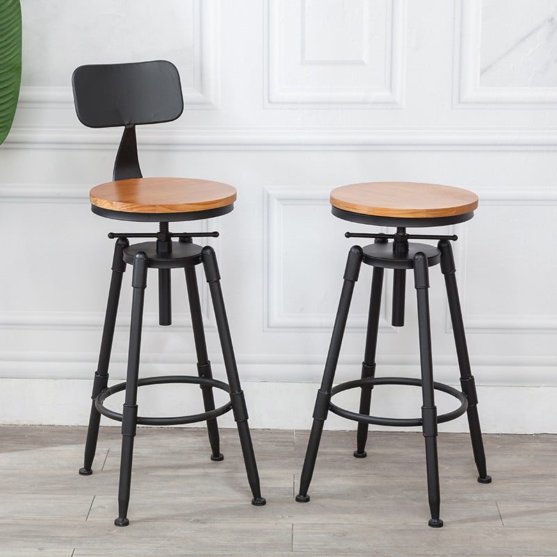 Modern Style Round Seat Barstool Wood Counter Bar Stool with Wood Legs