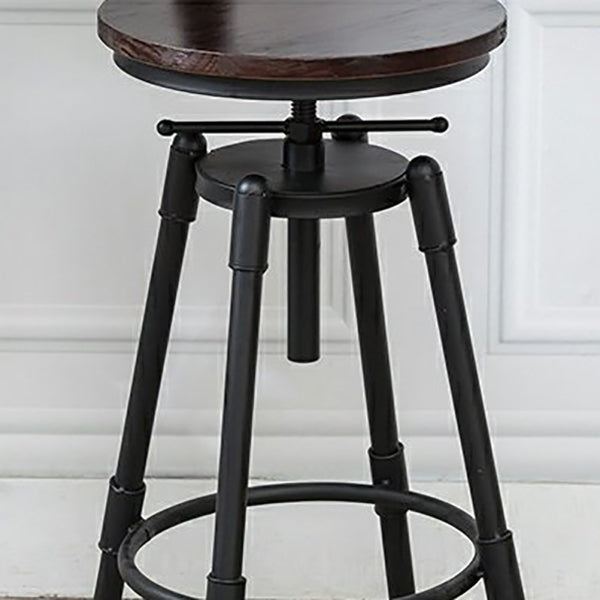 Modern Style Round Seat Barstool Wood Counter Bar Stool with Wood Legs