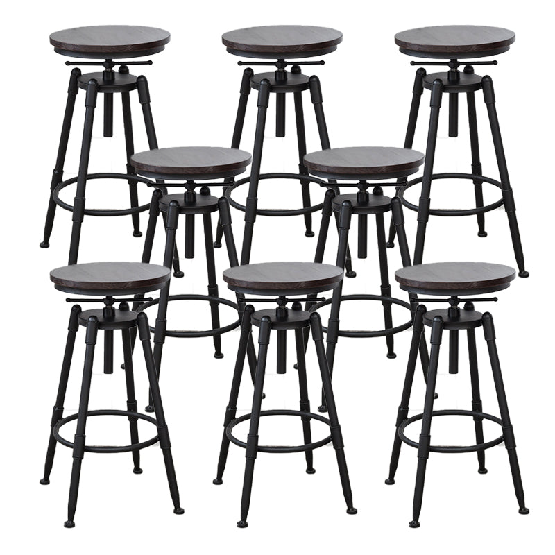 Modern Style Round Seat Barstool Wood Counter Bar Stool with Wood Legs