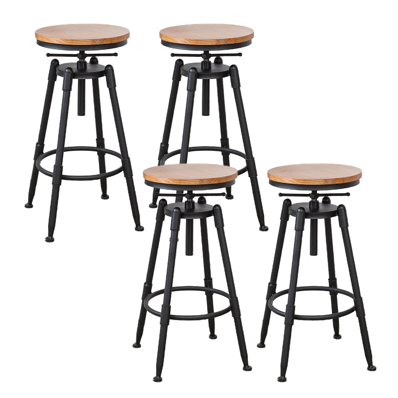 Modern Style Round Seat Barstool Wood Counter Bar Stool with Wood Legs