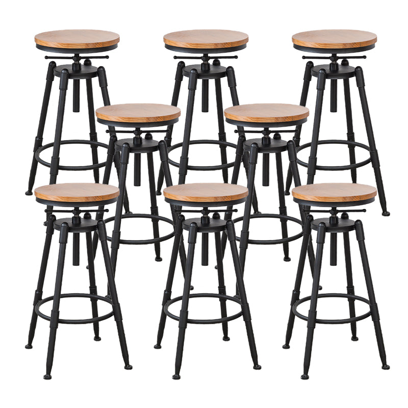 Modern Style Round Seat Barstool Wood Counter Bar Stool with Wood Legs