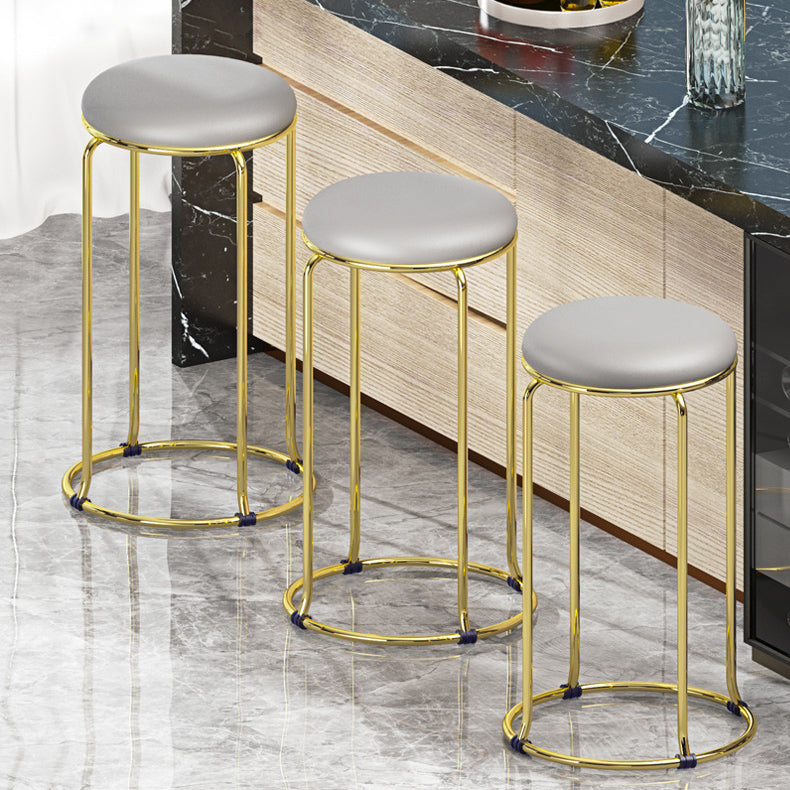 Glam Style Backless Barstool Round Counter Bar Stool with Metal Legs