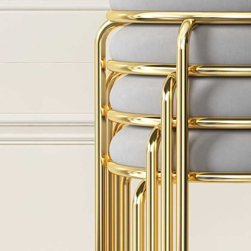 Glam Style Backless Barstool Round Counter Bar Stool with Metal Legs