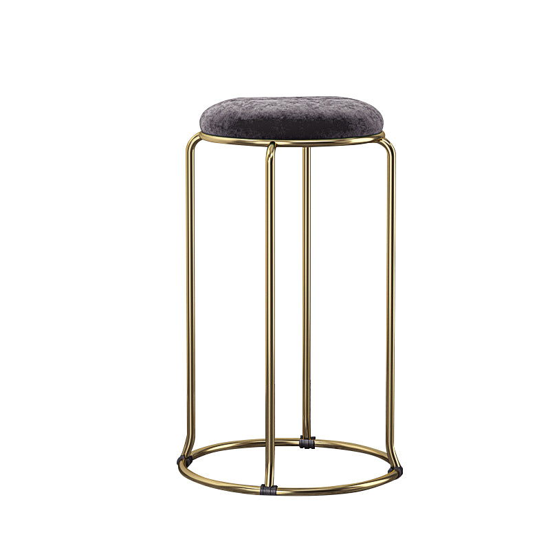 Glam Style Backless Barstool Round Counter Bar Stool with Metal Legs