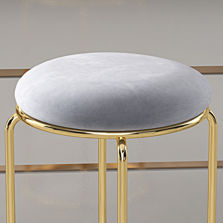 Glam Style Backless Barstool Round Counter Bar Stool with Metal Legs