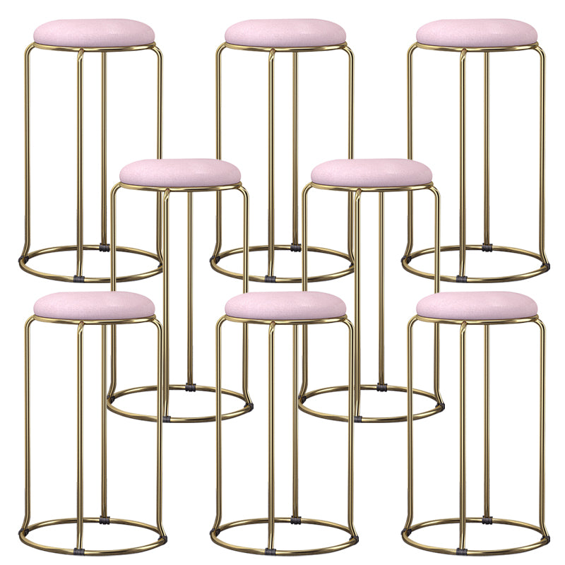 Glam Style Backless Barstool Round Counter Bar Stool with Metal Legs