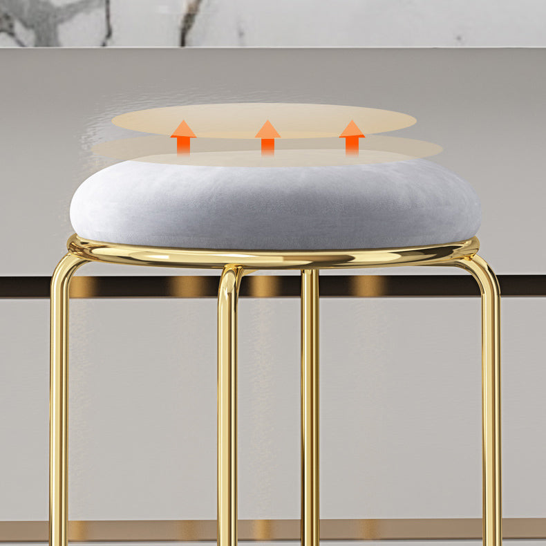 Glam Style Backless Barstool Round Counter Bar Stool with Metal Legs