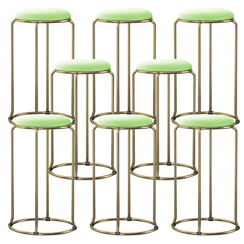 Glam Style Backless Barstool Round Counter Bar Stool with Metal Legs