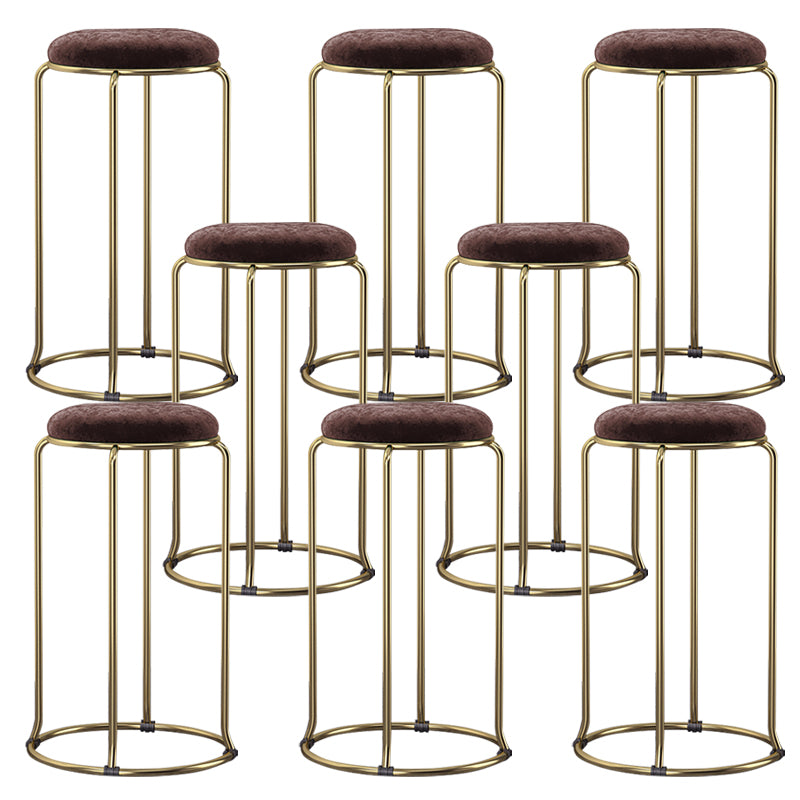 Glam Style Backless Barstool Round Counter Bar Stool with Metal Legs