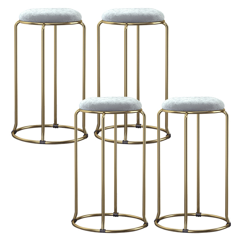 Glam Style Backless Barstool Round Counter Bar Stool with Metal Legs