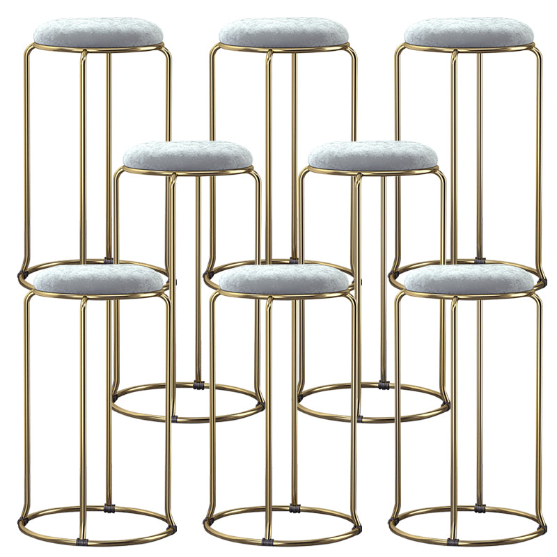 Glam Style Backless Barstool Round Counter Bar Stool with Metal Legs