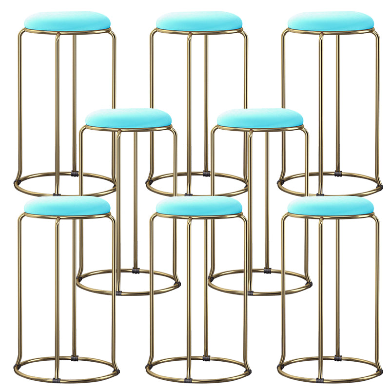 Glam Style Backless Barstool Round Counter Bar Stool with Metal Legs